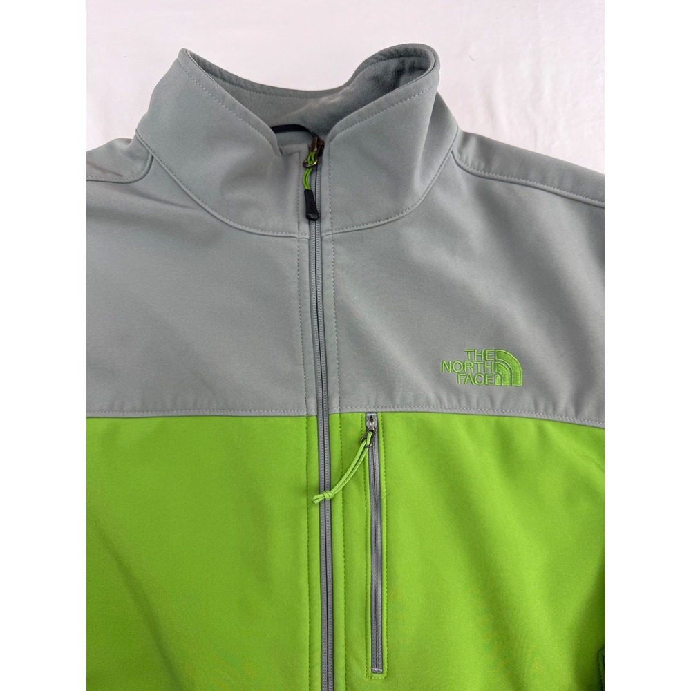The North Face Apex Bionic Jacket Mens XL Grey Lime Green Softshell Full Zip